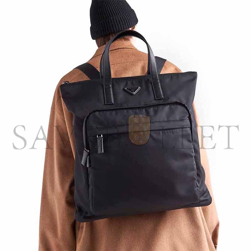 Pra*a saffiano eco-friendly recycled leather handbag 2vg098 (42*38*10cm)